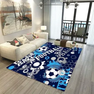 Fußball Teppich Jugendzimmer Jungen, Gamer Gaming Teppich Für Kinderzimmer Deko, Cooler Hip-Hop Graffiti Stil Kinder Fussball Matte, Rutschfest Abwaschbar Spielzimmer Carpet (Farbe 1,160x200cm)