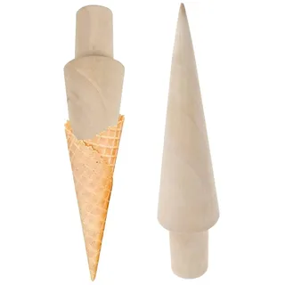 LATRAT 2 Stücke Waffel und Eishörnchenformer, Waffeltüten Eiswaffelformer Form Hörnchen Former Kegel Holz Formen Eishörnchen Holz für Waffelhorn