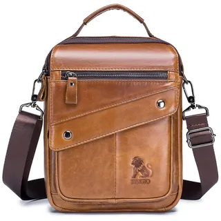 BAIGIO Umhängetaschen Herren Leder Schultertasche für Männer Herrentasche zum Umhängen Handtaschen Crossbody Bag Ledertasche für Arbeit Büro Alltag