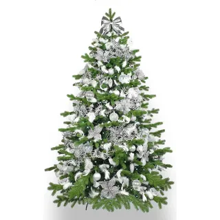 Geschmückter künstlicher weihnachtsbaum mit 93 Stk Kugeln KING OF WINTER 210 cm mit Metallständer - Bunt