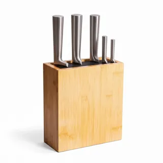 Relaxdays Messerblock unbestückt Bambus schwarz
