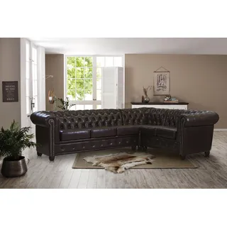Home Affaire Eckcouch Chesterfield Kunstleder L-Form 3-Sitzer Braun