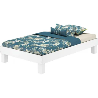 Holzbett breites Einzelbett 120x200 Buche Bettrahmen Futonbett Zubehör wählbar V-60.87-12Wohne Zubehör - Weiß