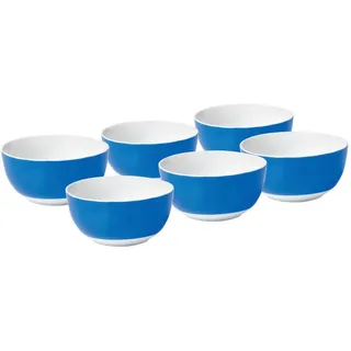 Van Well Müslischalenset , Blau, Weiß , Keramik , 6-teilig , rund , 6.6 cm , Geschirr, Schalen & Schüsseln, Müslischalen