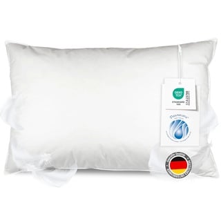 ZOLLNER Kopfkissen aus 100% Federn - Made in Germany - für Allergiker geeignet – Bezug aus hochwertiger Baumwolle - waschbar bis 60°C - 60x90 cm - Hotelqualität