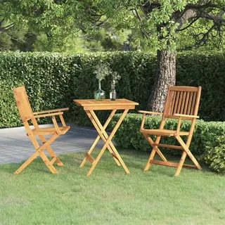 3-TLG. Garten-Essgruppe Klappbar Massivholz Akazie, Esstisch Mit Stühlen Set, Gartenmöbel Sitzgruppe, Balkon Möbel, Gartenlounge Set, Terrassenmöbel, Balkonmöbel Set - 3058253