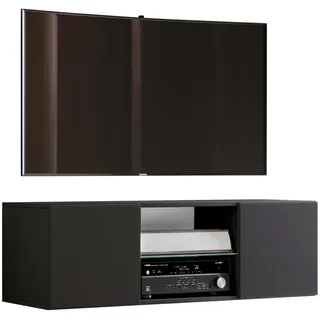 Mid.you Lowboard , Schwarz , Metall , 1 Fächer , 115x40x36 cm , hängend, in verschiedenen Holzdekoren erhältlich , Wohnzimmer, TV Möbel, Lowboards, Lowboards hängend