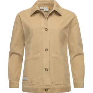 Cordjacke RAGWEAR "Cordjacke Ennea", Damen, Gr. L, beige (sand), Obermaterial: 100% Baumwolle CO., gerade hüftbedeckend, Umschlagsaum, Jacken Cordjacke, Leichte Damen Übergangsjacke aus Kord