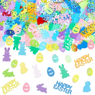 MARFOREVER Oster-Konfetti, Hasen-Ei, Kaninchen, Huhn, Glitzer, Tischdekoration, Oster-Party, Streuung, Metallfolie, Tischkonfetti-Streusel für Happy Spring Party Supplies Dekor