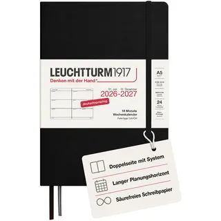 leuchtturm1917 gmbh, am spakenberg 45, 21502 geesthacht, kontakt@leuchtturm1917.com Wochenkalender 2027 Schwarz