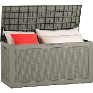 YITAHOME Aufbewahrungsbox für den Außenbereich, wasserdicht, 380L, große Kunstharz-Deckboxen, Garten-Aufbewahrungsbox, Outdoor-Kissen, abschließbar, Garten-Aufbewahrungsbehälter, Hellbraun