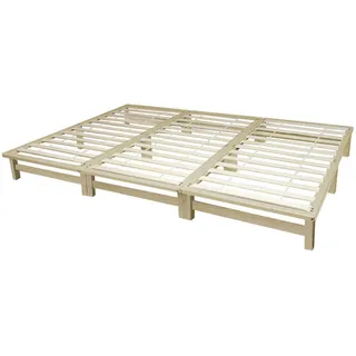 Homestyle4u Familienbett Palettenbett 270x200 cm natur Weiß Grau Palettenmöbel natur