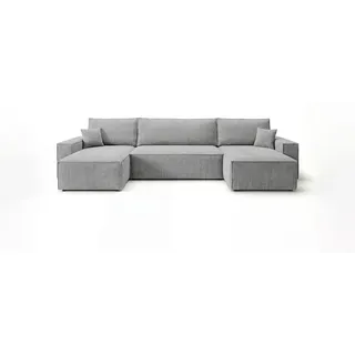 cornero Ecksofa Cord 2-Sitzer Grau