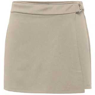 Hosenrock ONLY "ONLSANIA LIFE BUCKLE SKORT JRS", Damen, Gr. M, island fossil detail:silber buckle (sania), Jersey, Obermaterial: 95% Polyester, 5% Elasthan, unifarben, kurz, Röcke Hosenrock, Materialmix