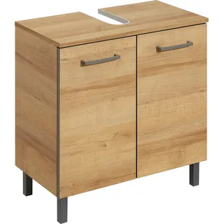 Saphir Waschbeckenunterschrank »Quickset 919 Unterbeckenschrank, Riviera Eiche quer Nachbildung«, Waschbeckenschrank inkl. Türdämpfer, 60 cm breit, ohne Waschbecken, braun