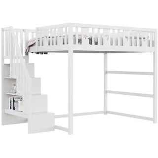 Okwish Etagenbett Okwish 140 x 200 cm Kiefer massiv weiß Stern
