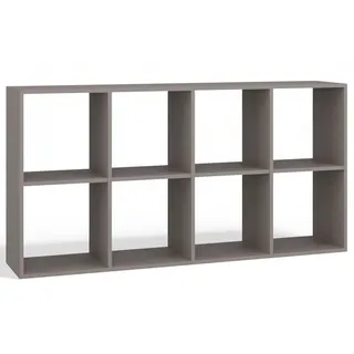 Selsey Malax Wandregal – 8 Fächer – 75 x 147 x 30 cm – praktisches Wandregal aus Holz für Wohnzimmer/Büro – modular: hoch/niedrig – moderner/klassischer Stil – laminiert – Farbe: Grau – Selbstmontage