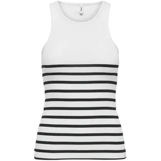 Only Damen Onlkenya Rib Stripe Tank Top Cs JRS, Bright White/Stripes:Black, M