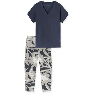 SCHIESSER Damen Schlafanzug 7/8 Hose Kurzarm-Selected Premium Pyjamaset, Graphit_182540, 38
