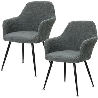 Betylifoy Stuhlhussen 2er Set Stuhlhussen mit Armlehne Stretch Stuhlbezug Abnehmbare Waschbar Stuhl Bezug Stuhlbezüge für Esszimmer Restaurant Bürostuhl (2, Dunkelgrau, Universal)