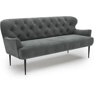 CAVADORE 3-Sitzer Küchensofa Amba, Trendige Sitzbank für Küche oder Esszimmer / 193 x 97 x 87 / Hochwertiges Mikrofaser: Grau