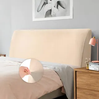 Caijin Bettkopfteil Hussen Bett Kopfteil Bezug, Weicher Strecken Samtstoff Staubdicht, Staubdichte Schutzhülle für gepolsterte Schlafzimmer Kopfteil, Samt Stoff (200-220 cm(King), Kamel)