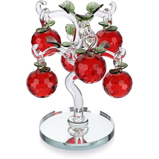 BTSKY Kristall Glas Apfelbaum - Künstlicher roter Apfelbaum Figur Ornament Tischdekoration Feng Shui Kristall Apfelbaum Dekoration