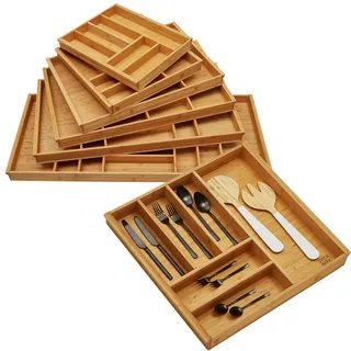 Orga-Box 3 BAMBUS Besteckeinsatz für 60er Schublade 473 x 497 mm | mit 6 Fächer Holz-Küchenorganizer für Nobilia Küchen ab August 2012