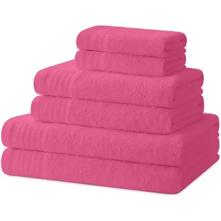 Degrees Home – Badetücher – Handtuch-Set – 2 Duschtücher, 2 Handtücher und 2 Bidet-Handtücher – 100 % Baumwolle – 480 g/m2 – 2-30X50 / 2-50X100 / 2-65X130 – ROSA