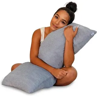 Unyqoos® Seitenschläferkissen 100 x 41 cm – Still- & Schwangerschaftskissen mit zerkleinerter Memory‐Schaum‐Füllung, kühlender Bezug, dunkelgrau - Grau
