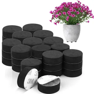 BELLE VOUS Unsichtbare Blumentopf Füße 40er Pack - Schwarze Füße für Blumenkübel - rutschfest mit starken selbstklebenden Pads für mittelgroße & große Pflanzkübel für Zimmer- und Freilandpflanzen