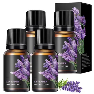 4 Pcs Lavendelöl Ätherisches Öl Lavendel Öl Duftöl Lavendel Bio Lavendelöl Lavender Essential Oil Lavender Oil fur Diffuser, Aromatherapie, Hautpflege, Bäder, Duftkerze, DIY Seife, Roll On 10ml/Pcs