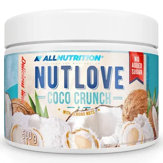 ALLNUTRITION Nutlove Coco Crunch - Kokoscreme - Brotaufstrich ohne Zucker - Zuckerfreie Weißer Crunch-Aufstrich mit Mandelflocken - Zuckerfreie Süssigkeiten - Aufstrich ohne Zucker - 500 g