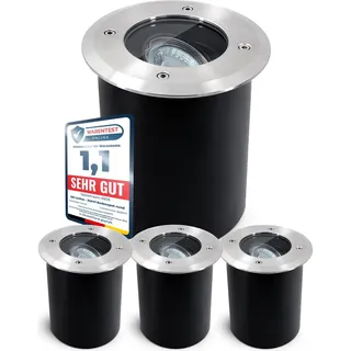 SSC-LUXon 4 Stück JUAVI Bodeneinbaustrahler Außen schwenkbar rund IP67 für 1x GU10 - Bodenspot befahrbar (ohne Leuchtmittel)