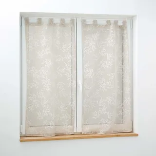 Douceur d'Intérieur Karla Schlaufenvorhang, durchscheinend, 2 Stück (2 x 60 x 160 cm), Taupe, gewebter Voile mit Applikationen