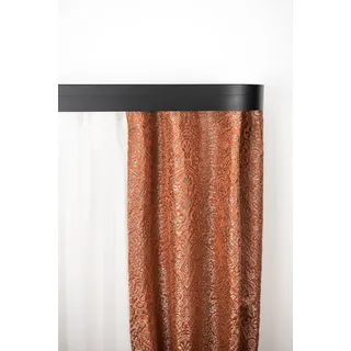 Schienensystem GARESA "Kunststoffschiene mit Blende", schwarz, L:600cm T:7,5cm, Kunststoff, Gardinenstangen, Schienensystem, seitlich mit 2 Rundbögen (kein Spalt zwischen Vorhang und Wand)