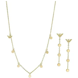 Emporio Armani Damenset Kette Ohrringe Edelstahl goldfarben, EGS3064SET