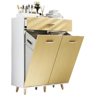 VCM Landos M Hochschrank 107 x 79 x 35 cm Weiß/Honigeiche Holz