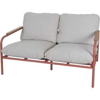 MCW Aluminium-Gartenbank O11 Outdoor 2-Sitzer Sofa 125cm Terrakotta Polster Beige
