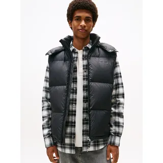Steppweste TOMMY JEANS "ALASKA DOWN VEST", Herren, Gr. XL, schwarz, Web, Obermaterial: 100% Polyester, unifarben, regular fit normal, Rundhals, Westen Steppweste, Regular fit mit abnehmbarer Kapuze
