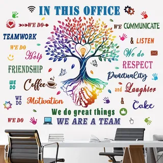 wondever Wandtattoo Bunter Baum Gemeinschaftsarbeit Zitate Inspirierende Wandaufkleber Büro Motivation Sprüche Wandsticker Wanddeko