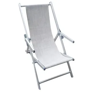 KLAPPBARER LIEGESTUHL MIT ARMLEHNE AUS ALUMINIUM UND GEWEBE GRAU MOD. MARE