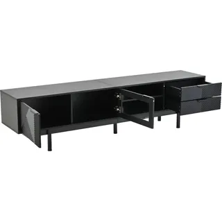 Merax TV Lowboard 200x40x50 cm 2 Türen 2 Schubladen Für 80 Zoll TV Schwarz