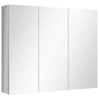 Kleankin Spiegelschrank mit 5 Ablagen, 3 Glastüren, Edelstahl, 70 x 12 x 55 cm, Silber , Silberfarben , 70x55x12 cm , Badezimmer, Badezimmerspiegel, Spiegelschränke