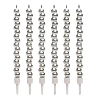 dekora Geburtstagskerzen Silber im Blasen-Design | 6 Kerzen für Kuchen und Torten mit Haltern, 14 cm, Elegantes Premium-Design für Geburtstag, Hochzeit und besondere Anlässe