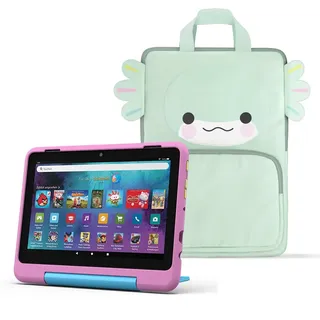 Amazon Fire HD 8 Kids Pro-Tablet, für Kinder von 6-12 J. | 3 GB RAM, 8-Zoll-HD-Bildschirm, werbefreie Inhalte, 13 Std. Akkulaufzeit, 32 GB, Löwen-Design (2024) + Tragetasche für Amazon Kids-Tablets