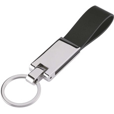 Wedo 2053420 Schlüsselanhänger Style (Leder / Zinklegierung, glänzend verchromt, 8,7 x 2,0 x 0,8 cm) silber / schwarz