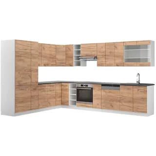 Vicco Winkelküche L-Form 347 x 257 cm Eiche/Weiß
