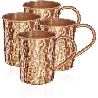 NKlaus 4x 145g Kupferbecher reines Kupfer (100%) Kupfertasse Zylinder Moscow Mule 500ml 11264