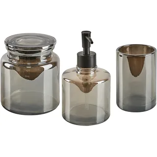 Beliani Beliani, Badezimmer Set 3-teilig Glas grau Managua (10 x 10 x 16 cm)